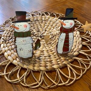 Snowman Rustic Whimsical Christmas Tin Tea Candle Holders by Kathy Primitives